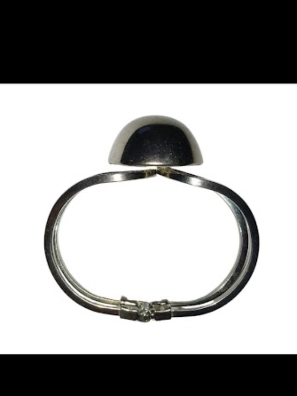 Vintage Silver Tone Orb Clamper Bracelet Modernist